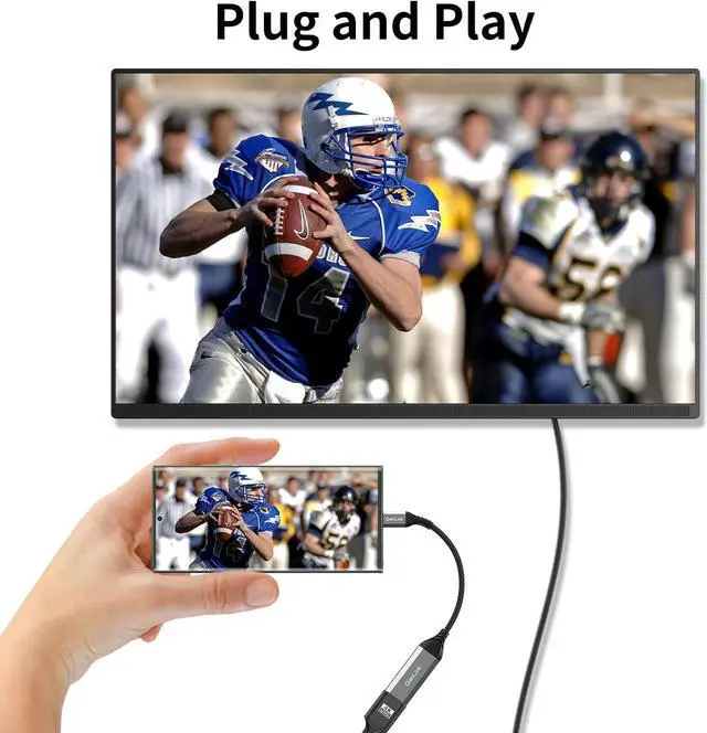 Alt view image 4 of 6 - USB Type C to HDMI Adapter USB C to HDMI 4K Cable [Thunderbolt 3/4] for MacBook Pro/Air 2023 iPhone 15 16 Pro Max  XPS Pixelbook Surface IPad Pro iMac XPS 17 Galaxy S23 and More