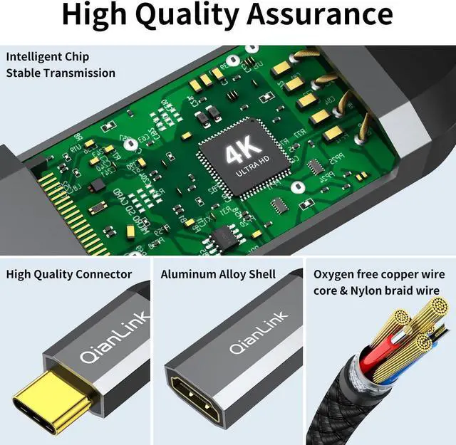 Alt view image 5 of 6 - USB Type C to HDMI Adapter USB C to HDMI 4K Cable [Thunderbolt 3/4] for MacBook Pro/Air 2023 iPhone 15 16 Pro Max  XPS Pixelbook Surface IPad Pro iMac XPS 17 Galaxy S23 and More
