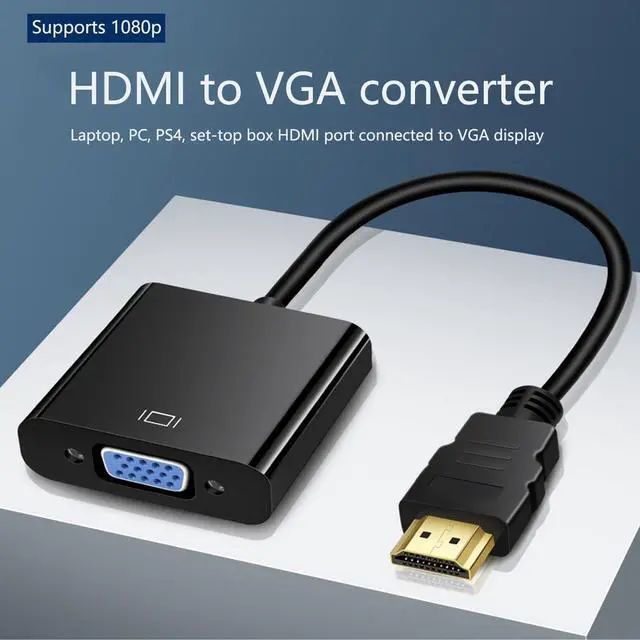 Alt view image 2 of 7 - HDMI to VGA Adapter HDMIVGA Male to Female Converter with for Laptop Desktop PC PS3 PS4 Xbox 360 Wii U HDTV Monitor Projector Support 4K 1080P