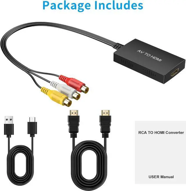 Alt view image 6 of 7 - RCA to HDMI Converter Composite to HDMI Adapter Support 1080P PAL/NTSC Compatible with PS one PS2 PS3 STB Xbox VHS VCR Blue-Ray DVD Players