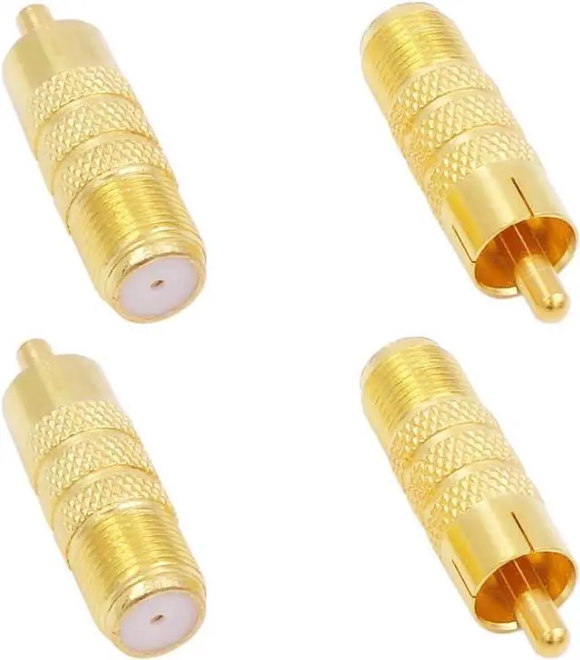 Main image of F Female to RCA Male 4-Pack RCA Male to F Type Female Aux Audio Adapter Gold Plated Plug Jack Coax Coaxial Cable Connector Adapter for Audio Video Systems