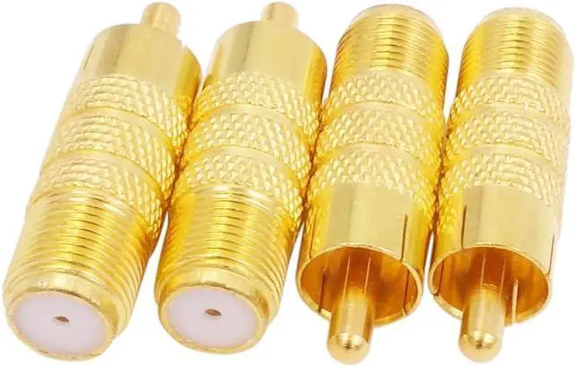 Alt view image 5 of 5 - F Female to RCA Male 4-Pack RCA Male to F Type Female Aux Audio Adapter Gold Plated Plug Jack Coax Coaxial Cable Connector Adapter for Audio Video Systems