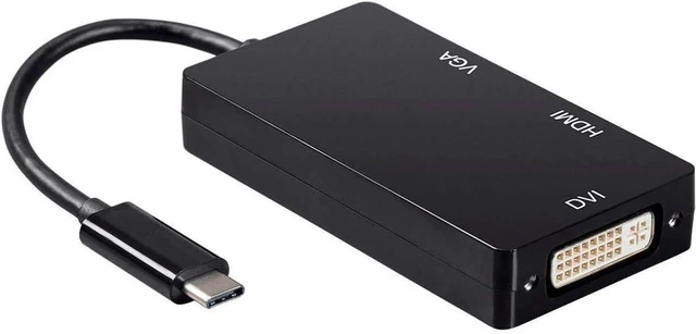 Alt view image 2 of 5 - Monoprice USB Type-C to 4K HDMI, Single Link DVI, and VGA Passive Adapter, Black