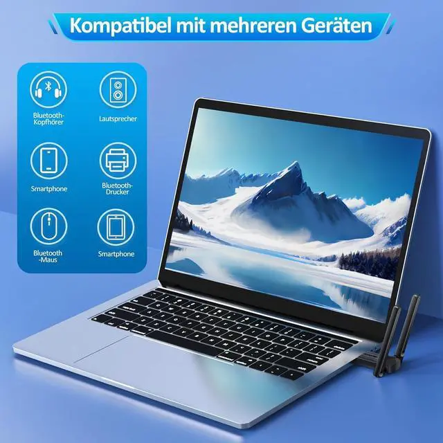 Alt view image 7 of 7 - ZEXMTE Long Range Bluetooth 5.3 Adapter for PC, 590FT/180M USB Bluetooth Dongle for Desktop, Laptop, Printer, Keyboard, Mouse, Headset, Windows 8/10/11 Compatible (Plug and Play)