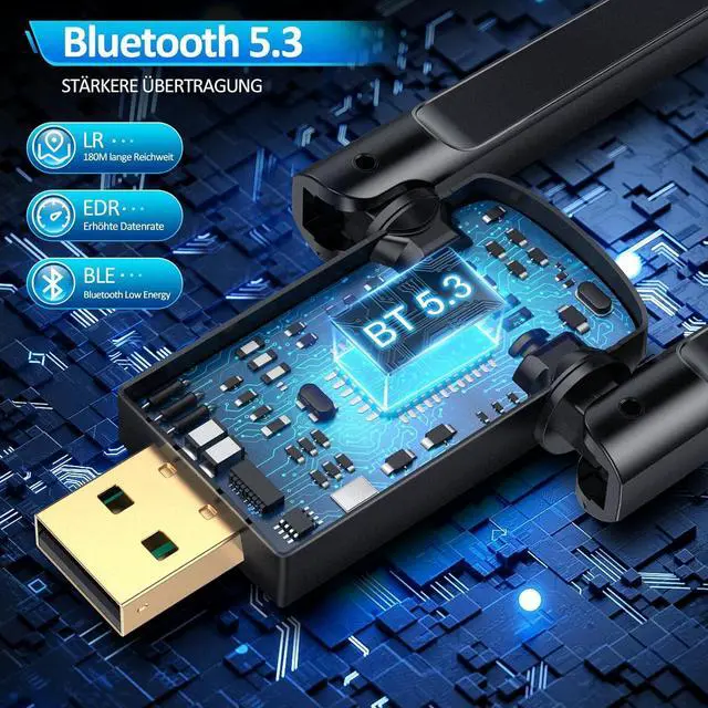 Alt view image 2 of 7 - ZEXMTE Long Range Bluetooth 5.3 Adapter for PC, 590FT/180M USB Bluetooth Dongle for Desktop, Laptop, Printer, Keyboard, Mouse, Headset, Windows 8/10/11 Compatible (Plug and Play)