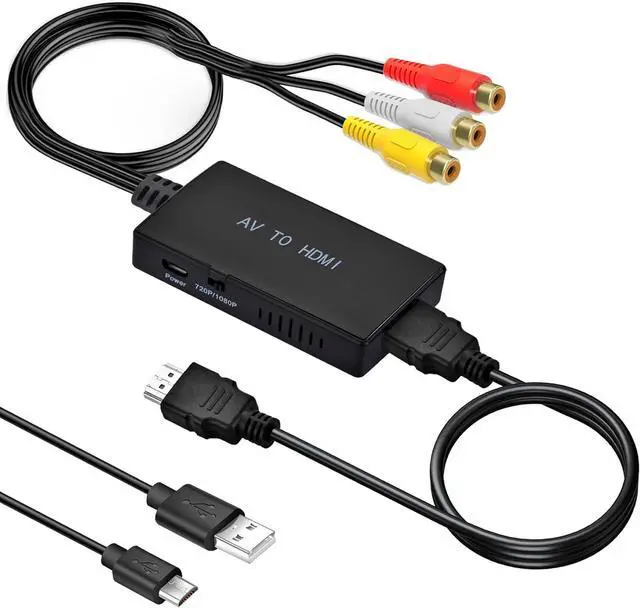 Main image of RCA to HDMI Converter AV to HDMI Adapter RCA to HDMI Composite Audio Video Converter Compatible with PS1 PS2 PS3 STB Xbox VHS VCR Black-Ray DVD Players