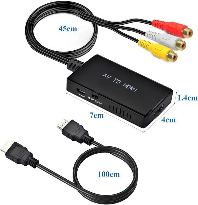 Alt view image 4 of 7 - RCA to HDMI Converter AV to HDMI Adapter RCA to HDMI Composite Audio Video Converter Compatible with PS1 PS2 PS3 STB Xbox VHS VCR Black-Ray DVD Players