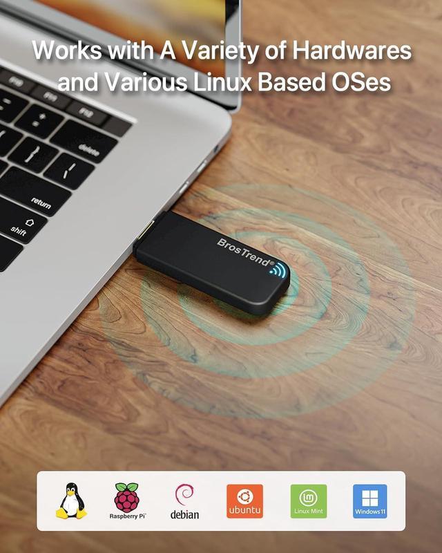 Alt view image 2 of 7 - BrosTrend Linux USB WiFi Adapter 1200Mbps for Ubuntu Mint Debian Kubuntu Mate Zorin PureOS Raspberry Pi 2+ Windows etc. Linux Compatible Wi-Fi Adapter Wireless Dual Band 5GHz 867Mbps + 2.4GHz 300Mbps