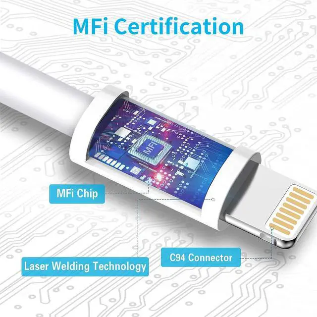 Alt view image 3 of 7 - USB C to Lightning Cable 3Pack 10FT [MFi Certified] Type C Power Delivery Fast Charging Cord for iPhone 14/13/12/11/XS/XR/X/8/iPad