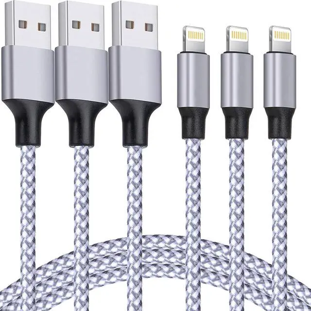 Main image of iPhone Lightning Cable 3Pack - 6FT Nylon Braided MFi Certified USB Fast Charger for iPhone 14/13/12/11 Pro Max/XS MAX/XR/XS/X/8/iPad