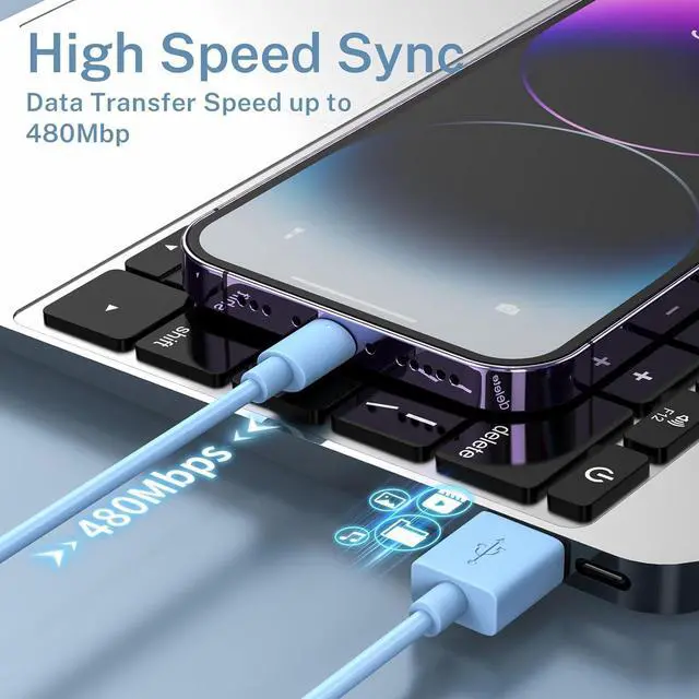 Alt view image 7 of 7 - iPhone Charger [ MFi Certified] 6Pack 3/3/6/6/6/10 FT Lightning Cable Car iPhone Carplay Cable Lightning to USB Charging Cord for iPhone 14 13 12 11 Pro Max XR XS X 8 7 6 Plus SE iPad