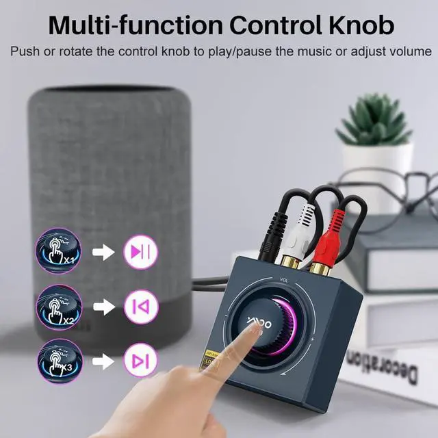 Alt view image 6 of 7 - B06T3+ LDAC Bluetooth 5.2 Receiver for Home Stereo Aptx SBC AAC Bluetooth Audio Adapter 30ms Low Latency RCA 3.5mm Jack Aux HiFi for Speaker/Older Stereo/Amplifier from Phone/Tablet/Laptop