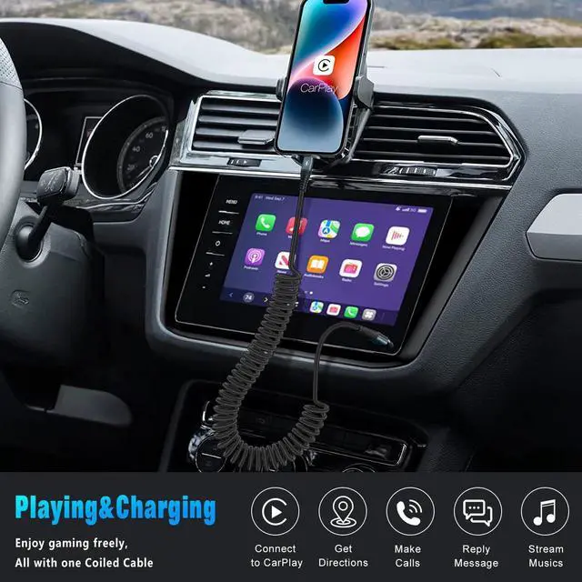 Alt view image 2 of 7 - Coiled USB-C to Lightning Cable Nylon Braided 6FT [ MFi Certified] Retractable iPhone Charger Fast Charging Compatible with iPhone14/13/12/11 Pro Max/XS MAX/XR/XS/X/8/7/Plus/iPad