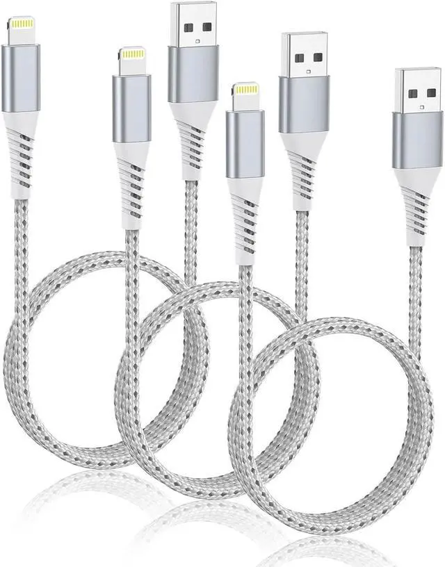 Main image of 2FT Short iPhone Charger Cord 3 Pack 2 Foot USB A to Lightning Cable Braided MFi Certified 2 FT iPhone Cable Fast Charging for iPhone 14 13 12 11 Pro Max iPad AirPods Short Lightning Cord for Car
