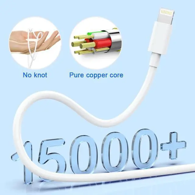 Alt view image 3 of 7 - Original [Apple MFi Certified] iPhone Charger 5Pack(3/3/6/6/10 FT) iPhone Charger Fast Charging Lightning Cable iPhone Charger Cord for iPhone 14/13/12/11 Pro Max/XS MAX/XR/XS/X/8/7 Plus iPad AirPods