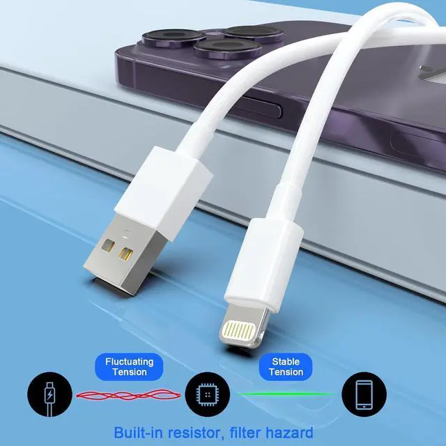 Alt view image 4 of 7 - Original [Apple MFi Certified] iPhone Charger 5Pack(3/3/6/6/10 FT) iPhone Charger Fast Charging Lightning Cable iPhone Charger Cord for iPhone 14/13/12/11 Pro Max/XS MAX/XR/XS/X/8/7 Plus iPad AirPods