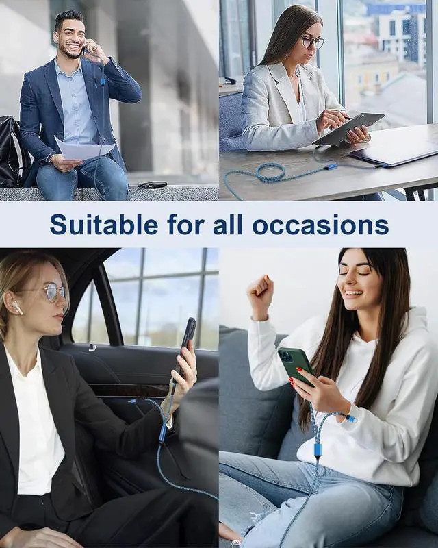 Alt view image 6 of 7 - Multi Charging Cable USB to USB C and Lightning Cable 4ft Braided 2 in 1 Fast USB Cable with Type C/Lighting Port for iPhone 16 Pro Max 15 14 13 iPad Multiple Phone Charger Cord-Not Support CarPlay