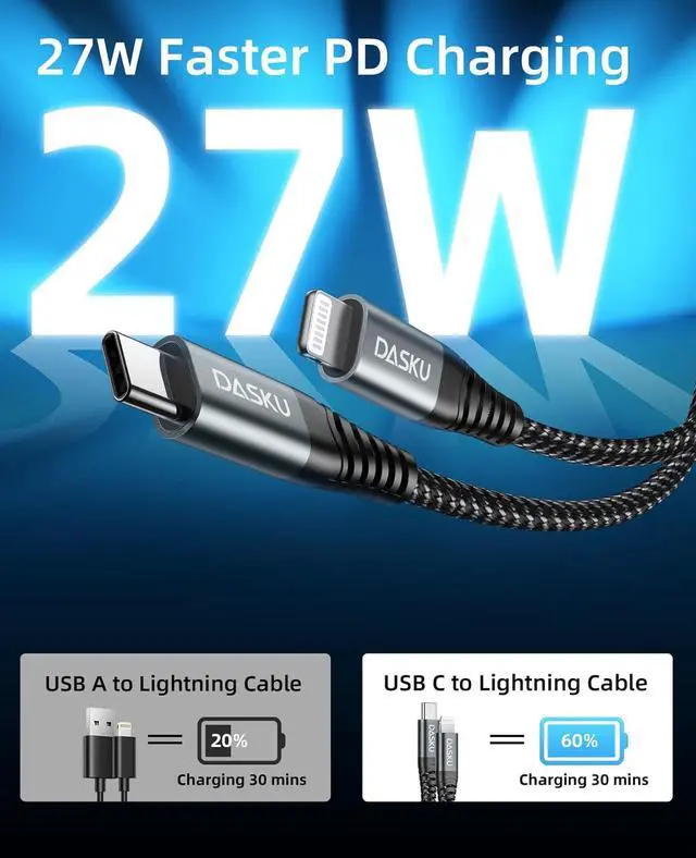 Alt view image 2 of 7 - USB C to Lightning Cable 6FT 2Pack iPhone Charger Fast Charging Nylon Braided Long [Apple MFi Certified] Type C iPhone Charging Cord Compatible with iPhone 14/13/12/11/Pro/MAX/X/8/7/iPad and More