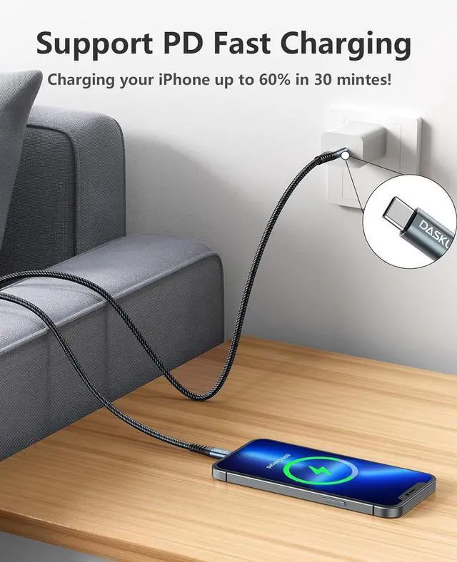 Alt view image 3 of 7 - USB C to Lightning Cable 3Pack 10 FT [MFi Certified] iPhone 14 13 Fast Charger Extra Long 10 Foot Type C Charging Cord Compatible with iPhone 14 13 12 11 Pro Max Mini 8 Plus SE iPad and More