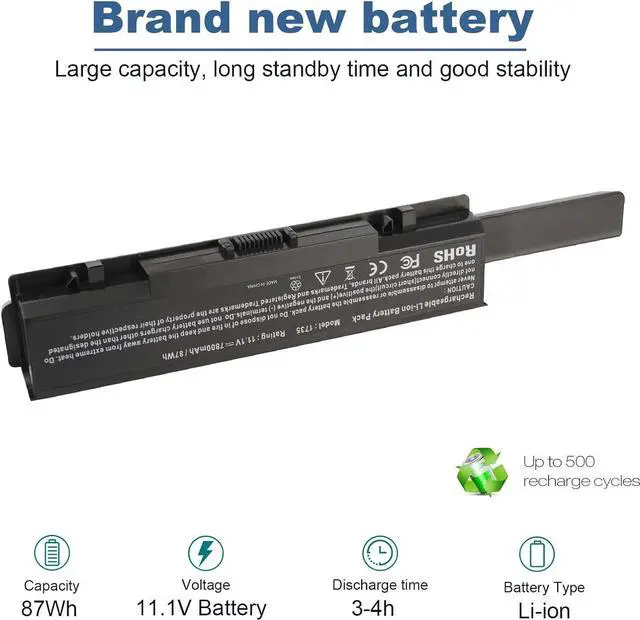 Alt view image 5 of 7 - TREE.NB New 9 Cell 7800mAh Laptop Battery for Dell Studio 1735 1736 1737 KM973 RM791 US