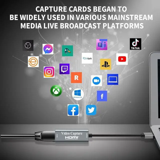 Alt view image 3 of 7 - Video Capture Cards, 4K HDMI to USB 3.0 Video Capture Device, 1080P HD 60fps Broadcast Live and Record Video Audio Grabber for Gaming, Streaming, Teaching, Video Conference (Silver)