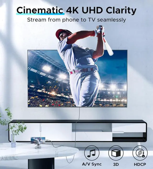 Alt view image 2 of 7 - Warrky USB C to HDMI Cable 4K |Anti-Interference Gold-Plated Plugs| Aluminum Type-C to HDMI Cord, Thunderbolt 3 & 4 Compatible for iPhone 15 Series, MacBook, iMac, iPad, Galaxy, Surface, Dell, 6ft