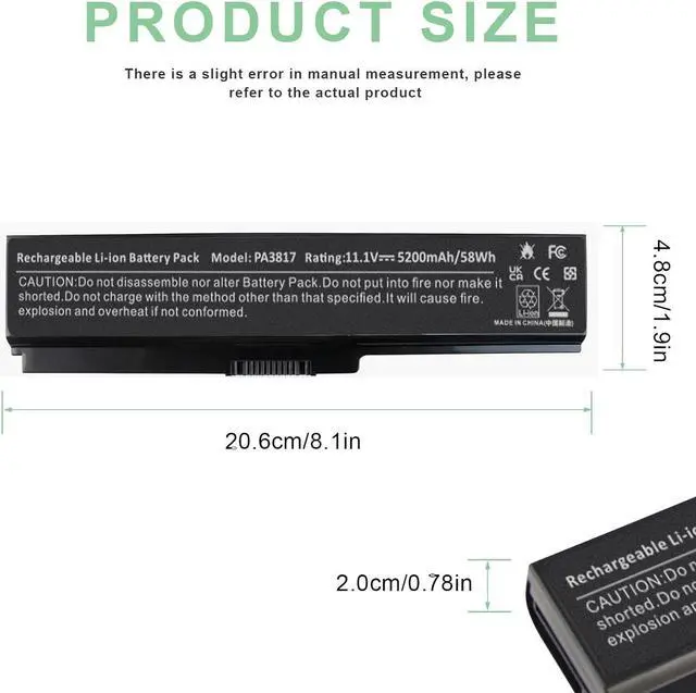 Alt view image 3 of 7 - PA3817U-1BRS Battery for Toshiba Satellite L755 C655 M645 L750P L600 L675 L675D L700 L745 L750D L755D M640 P745 Series, Fit PA3818u-1BRS PA3819U-1BRS