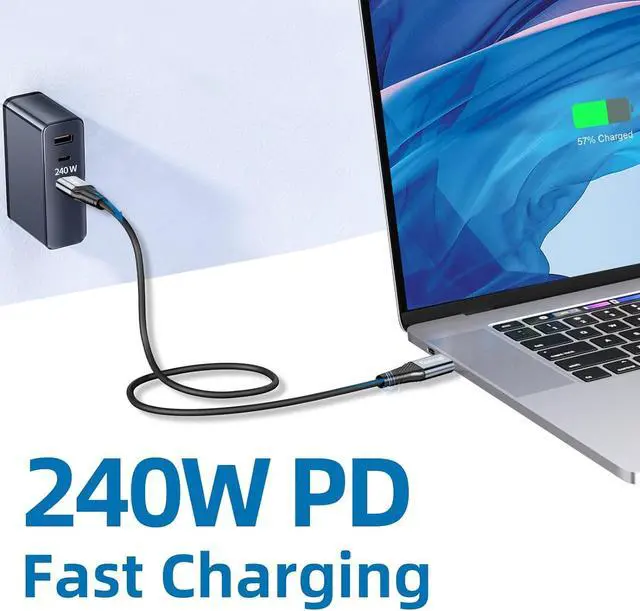 Alt view image 4 of 7 - 240W for Thunderbolt 4 Cable 10 ft, Support 8K@60Hz, 4K@144Hz 40Gbps/240W PD Charging for iPhone 15 Pro/15 Pro Max, USB4, Thunderbolt 3, MacBook Pro, Docking, eGPU, SSD, Surface Pro