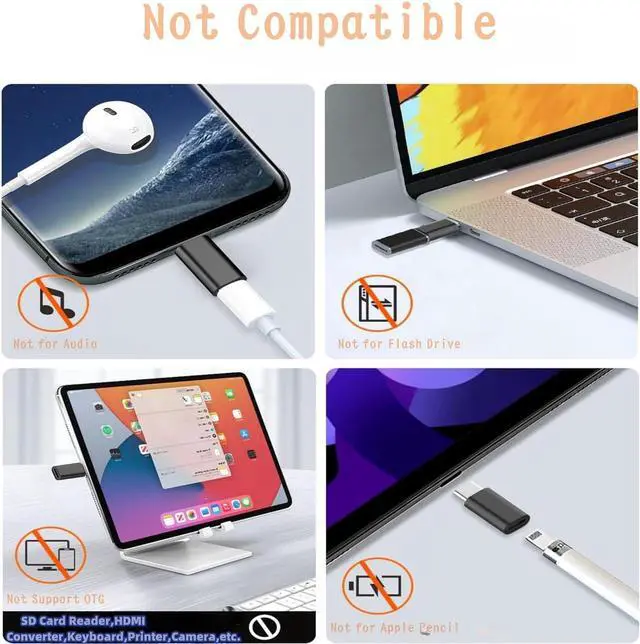 Alt view image 5 of 7 - 4-PackUSB C Male to Lightning&Lightning to USB C FemaleAdapter Supports PD Fast Charging and Data Transmission Not Suitable for Audio/OTG Applicable On iPhone 15 Pro Max Plus/14/13/12 iPad etc