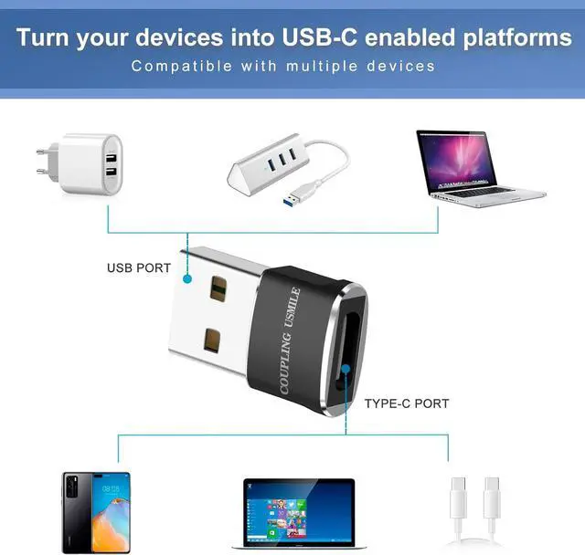 Alt view image 3 of 7 - USB to USB C Adapter 4 Packs USB A to C Super Fast Charging/Transfer and OTG Function. Compatible with iPhone15 14 13 Plus Pro Max iPad Pro Air 4 Mini 6 Almost USB Devices