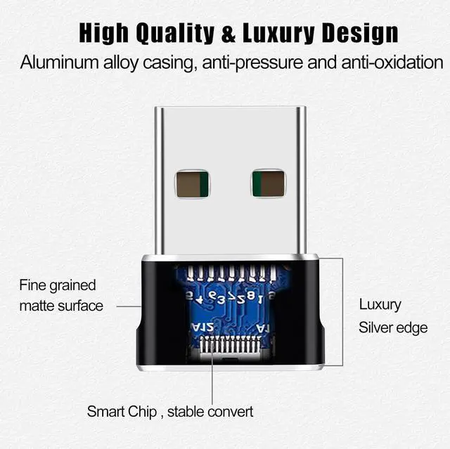 Alt view image 5 of 7 - USB to USB C Adapter 4 Packs USB A to C Super Fast Charging/Transfer and OTG Function. Compatible with iPhone15 14 13 Plus Pro Max iPad Pro Air 4 Mini 6 Almost USB Devices