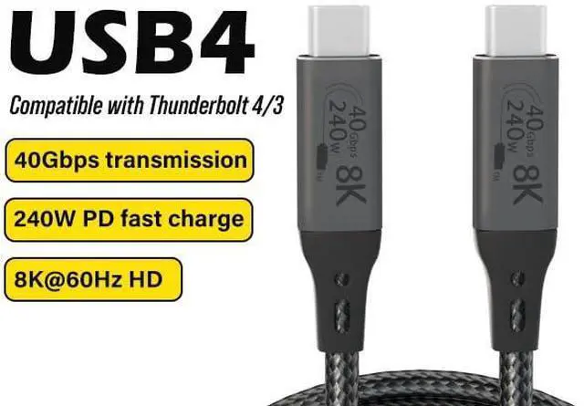 Alt view image 2 of 6 - 1-Foot USB4 Cable Compatible with Thunderbolt 3, Thunderbolt 4 and USB-C - Supports 8K HD Display, 40gbps Data Transfer, 240W Charging