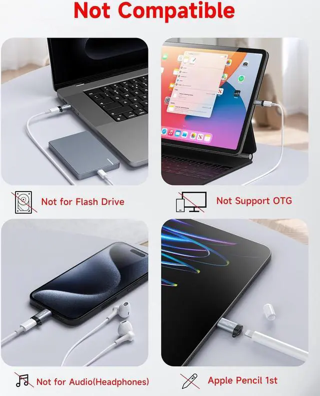 Alt view image 5 of 7 - Lightning Female to USB C Male Adapter (4 Pack) Type C Charger Converter Cord Cable for iPhone 15/15 Pro/15 Pro Max/15 Plus iPad Air  Support Charging & Data Transfer Not for Audio/OTG