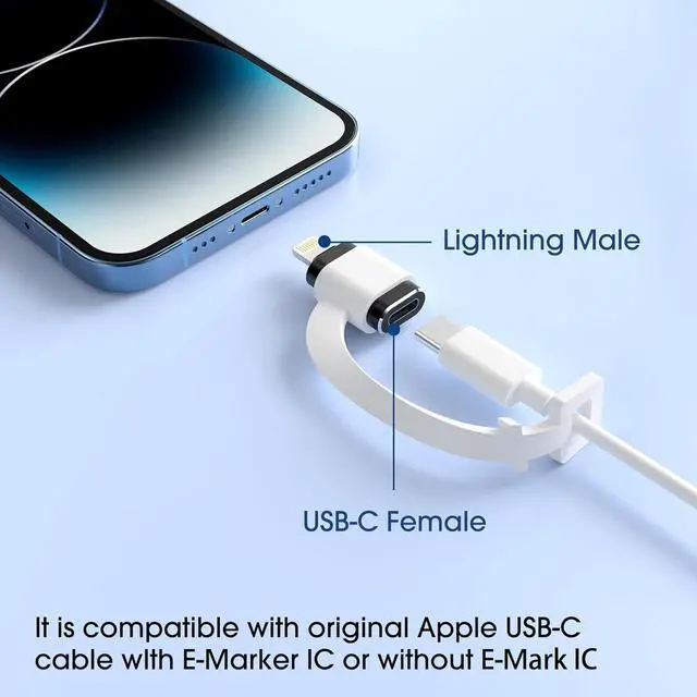 Alt view image 5 of 7 - Female USB C to Male Lightning Adapter 2 Pack 2.2A Charging Data Transfer Compatible with iPhone 14 13 12 11 Xs SE iPad iPod AirPods Not for Audio Headphones/OTG Android Anti-Lost Black