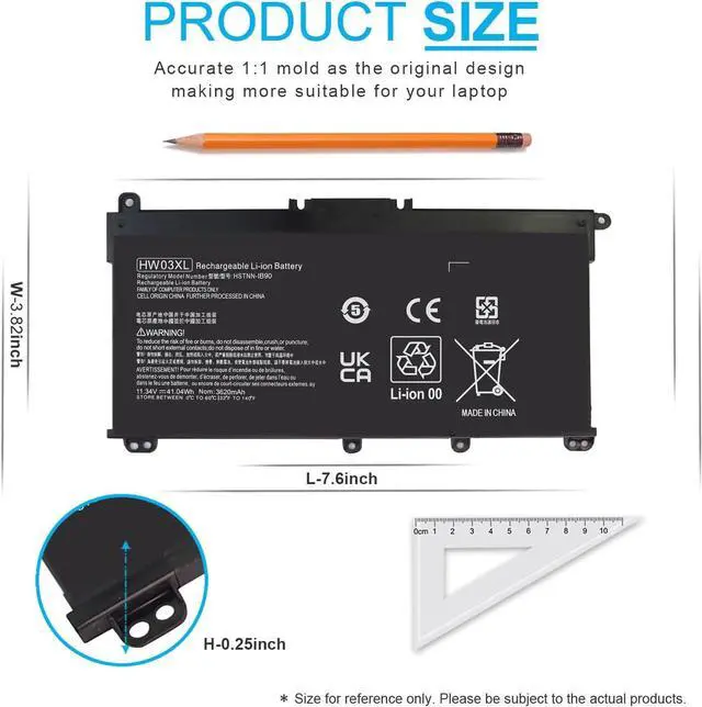 Alt view image 4 of 6 - HW03XL L97300-005 Battery for HP Pavilion 15-EG 15-EH 17-CN 17-CP 15-EG0073CL 15-EG2073CL 15-EG1053CL 15-EG1073CL 15-EG3053CL 15-EG2025NR 17-CN2XXX 17-CN0065CL 17-CN0023DX 17-CN0053CL HW03041XL