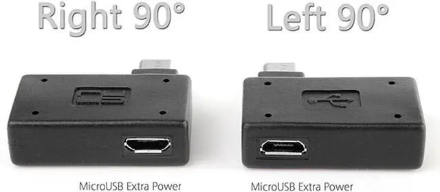 Alt view image 6 of 7 - 2 Pack Micro USB OTG Power Adapter 2 in 1 Micro USB Male to USB 2.0 Female 90 Degree Angled Connector Adapter