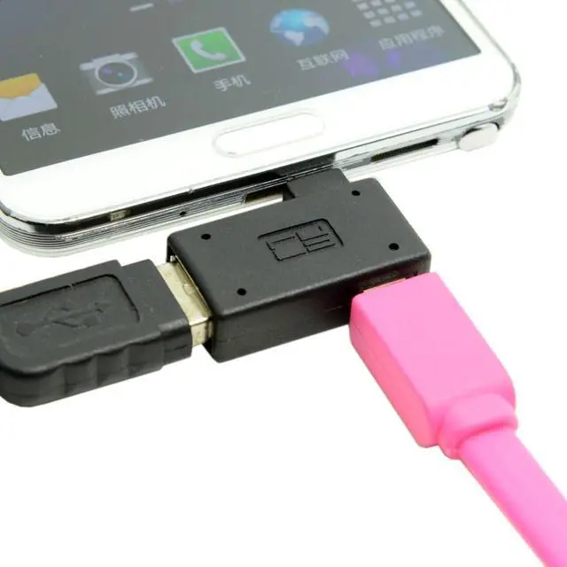 Alt view image 5 of 7 - Micro USB OTG Power Adapter 2 in 1 Micro USB Male to USB 2.0 Female 90 Degree Right Angled Connector Adapter