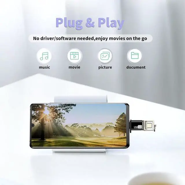 Alt view image 6 of 7 - USB C to USB Adapter and USB to USB C Adapter 2-Pack USB 3.0 5G BPS Data sync OTG Adapter with Lanyard Compatible with Mobile Phones Tablets iPad AirPods iWatch Keyboard and Mouse etc.