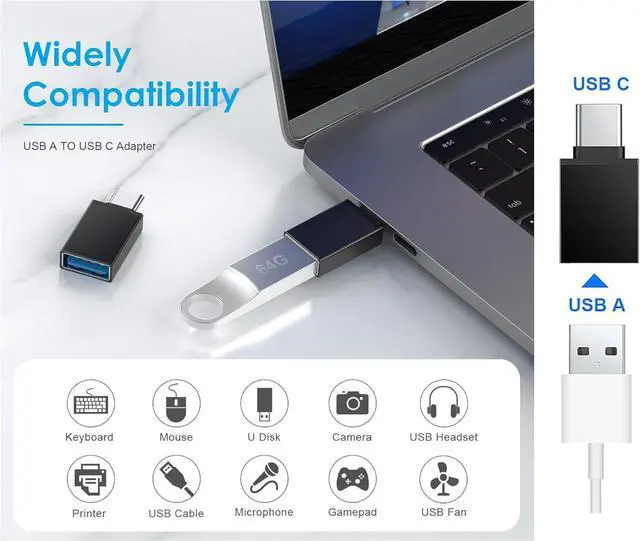 Alt view image 7 of 7 - (4 Packs) 2 Type c Female to iPhone Male converters 2 USB Female to Type c Male converters for iPhone 12 13 14Pro Max Plus Samsung Galaxy S23 S22 OTG USB ADAPTS to USB C