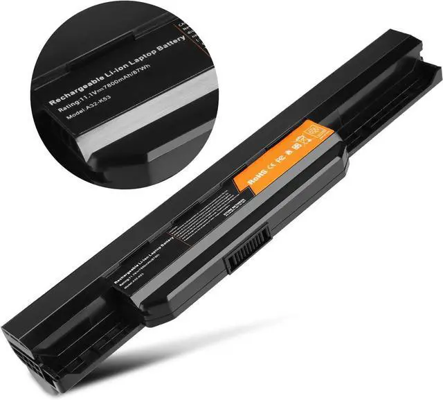 Alt view image 2 of 7 - 87Wh/7800mAh Laptop Battery Replacement for Asus A53E A32-K53 A42-K53 A45 A53S A43S A53Z A83 A84 K43 K43BY K43E K43S K43T K53 K53E K53T K54 A54C K53SV K84 X43 X44 X53E X53U - High Performance 9 Cells