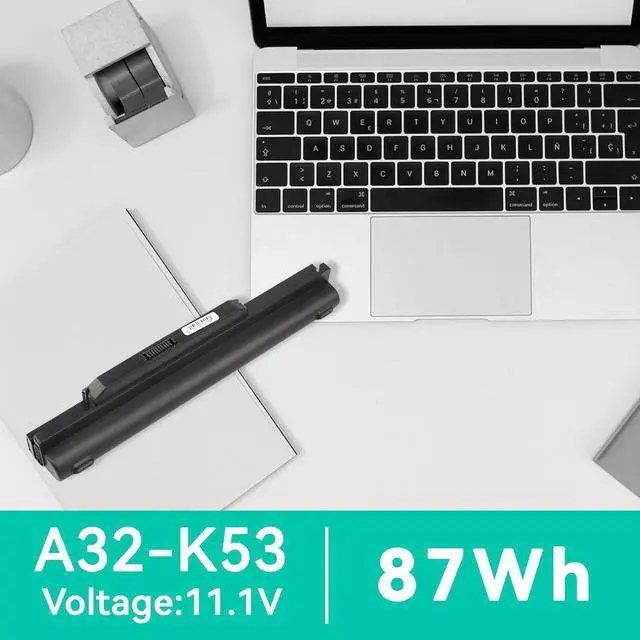 Alt view image 7 of 7 - 87Wh/7800mAh Laptop Battery Replacement for Asus A53E A32-K53 A42-K53 A45 A53S A43S A53Z A83 A84 K43 K43BY K43E K43S K43T K53 K53E K53T K54 A54C K53SV K84 X43 X44 X53E X53U - High Performance 9 Cells