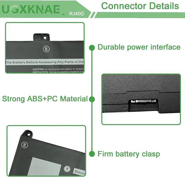 Alt view image 3 of 7 - RJ40G Laptop Battery Replacement for Dell Latitude 15 5520 Latitude 14 5420 Precision 15 3560 Series WY9DX P104F P104F001 P137G P137G001 P104F002 075X16 01K2CF 0WK3F1 0M3KCN 005R42 63Wh