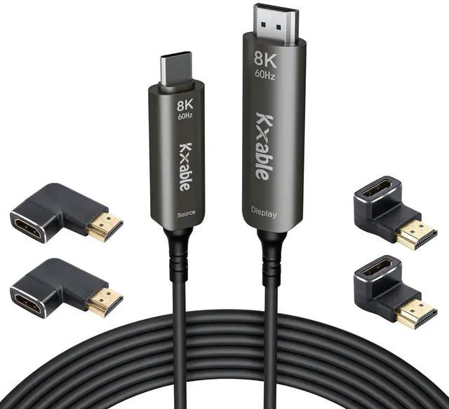 Main image of USB C to HDMI 2.1 Cable 50 FT, 8K Active Fiber Optic Type-C to HDMI Cord, (8K@60Hz, HDCP, HDR) Thunderbolt 3/4 Compatible, for iPhone 15 Series, MacBook Pro, iPad Pro, S23, Surface, with 4 Adapters
