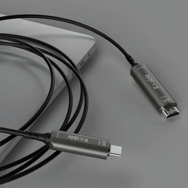 Alt view image 5 of 7 - USB C to HDMI 2.1 Cable 50 FT, 8K Active Fiber Optic Type-C to HDMI Cord, (8K@60Hz, HDCP, HDR) Thunderbolt 3/4 Compatible, for iPhone 15 Series, MacBook Pro, iPad Pro, S23, Surface, with 4 Adapters