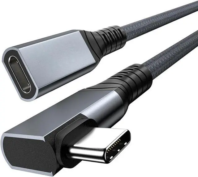 Main image of USB 4 Extension Cable 240W 2FT, Right Angle Thunderbolt 4/3 & USB C Male to Female Cable, PD 3.1 Fast Charging 40Gbps 8K@60Hz Video, Type C Extender Cord, for MacBook,iPad Pro/Air,Galaxy S24 S23