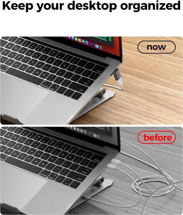 Alt view image 3 of 7 - USB C 90 Degree Right Angle Adapter 2 Pack [8K 60Hz 240W 40Gbps] Male to Female Adapter Extender Compatible Thunderbolt 4 for Steam Deck ROG Ally MacBook Switch 2 iPhone 17/16 Quest 3