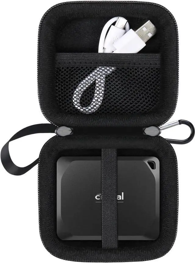 Main image of Hard Drive Carrying Case for Crucial X9 / X9 Pro / X10 Pro Portable SSD 1TB 2TB 4TB USB 3.2 External Solid State Drives Shockproof Water Repellent Storage Travel Bag Black+ Black