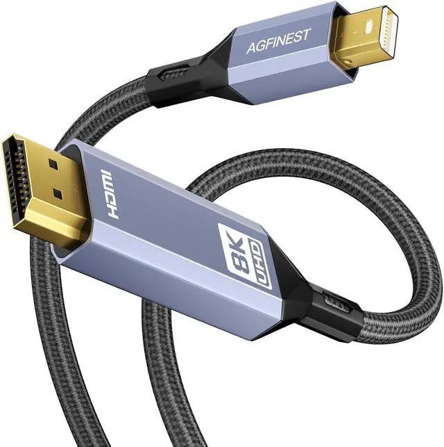 Main image of 8K Mini DisplayPort to HDMI Cable 6.6ft Mini DP 1.4 to HDMI Nylon Braided Aluminum Shell Support 8K@60Hz 4K@120Hz UHD HDR for MacBook Pro iMac Mac Mini Surface Pro