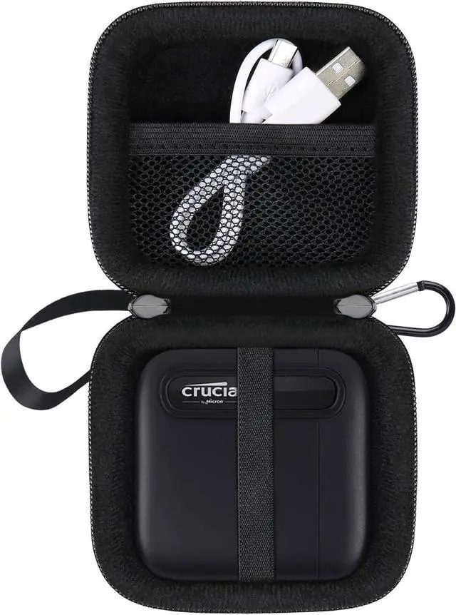 Main image of Hard Drive Carrying Case for Crucial X6 / X9 Pro / X10 Pro Portable SSD 500GB 1TB 2TB 4TB USB 3.2 External Solid State Drive Shockproof Water Repellent Storage Travel Bag Black+Black