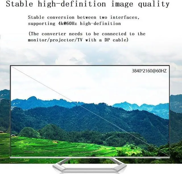 Alt view image 6 of 7 - HDMI to DisplayPort Adapter 4K@60Hz High Speed HDMI Male to DP Female Converter Cable Compatible for PC Graphics Card Laptop Mini NS PS5/4 Xbox One/360